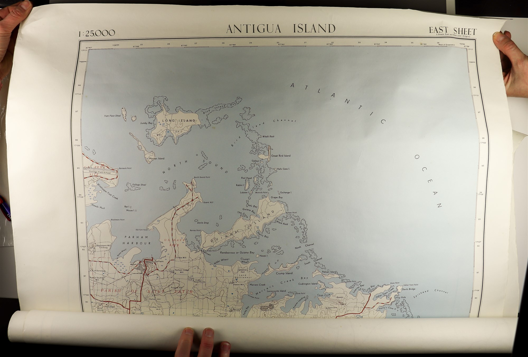 ANTIGUA & ST. VINCENT THREE MAPS Antigua East & West Ordinance Survey 1962, St Vincent 1961. - Image 3 of 3