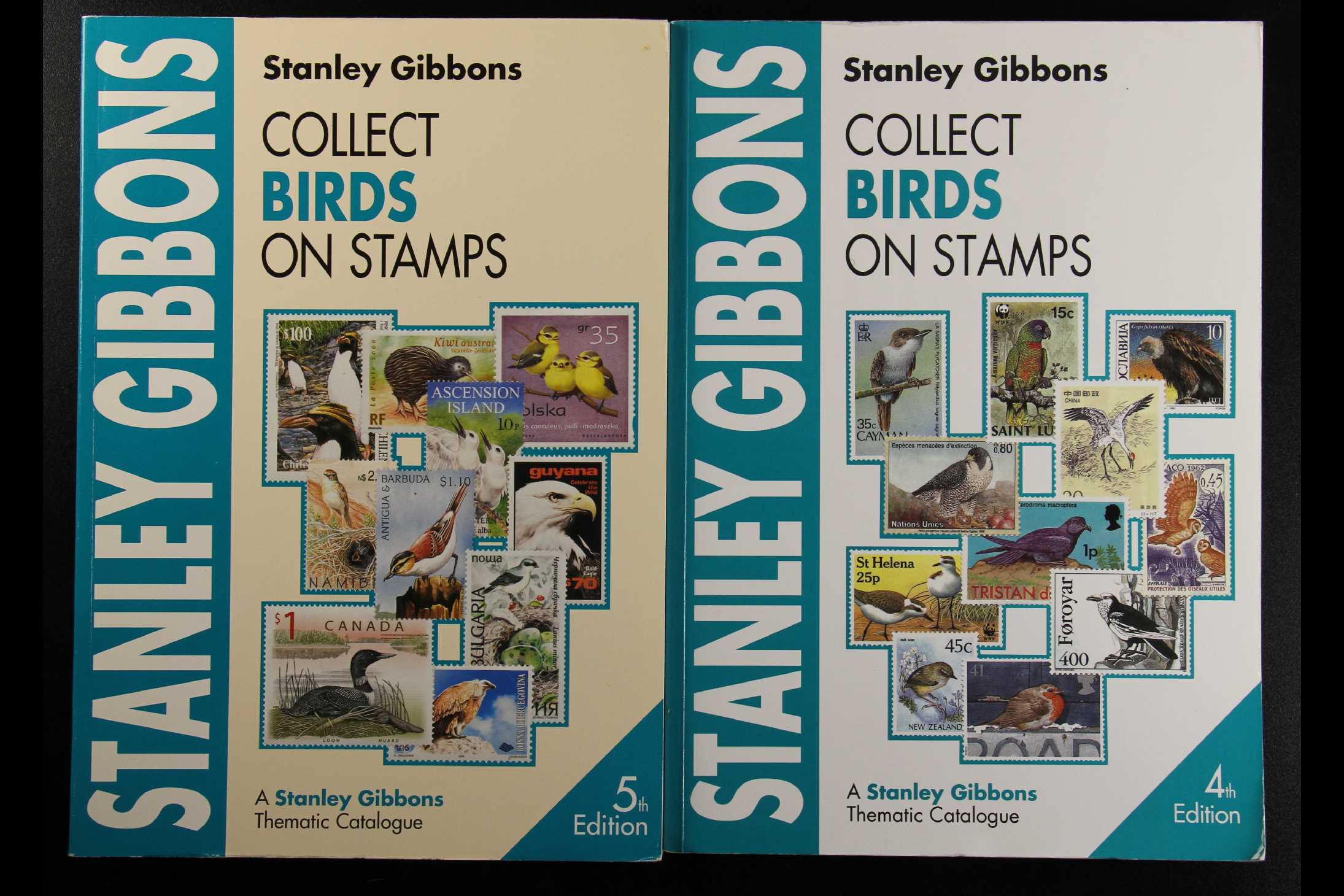 BIRDS / PLANTS / INSECTS ON STAMPS of 17 books + 5 binders filled with interesting articles and