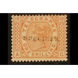 GB.QUEEN VICTORIA TELEGRAPH 1880 1s brown-orange, plate 10, wmk Spray, ovptd "SPECIMEN," SG T9s,