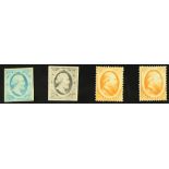 NETHERLANDS 1852 - 1864 small group includes 1852 5c blue mint, 10c Moseman reprint in black, 1864