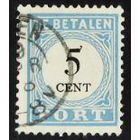 NETHERLANDS POSTAGE DUE 1881-89 5c pale blue and black type IV perf 12½x12, SG D157c (NVPH P6B),