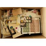 COLLECTIONS & ACCUMULATIONS STAMP ROOM TIDY - UP IN A LARGE BOX with auction lots & balances, many