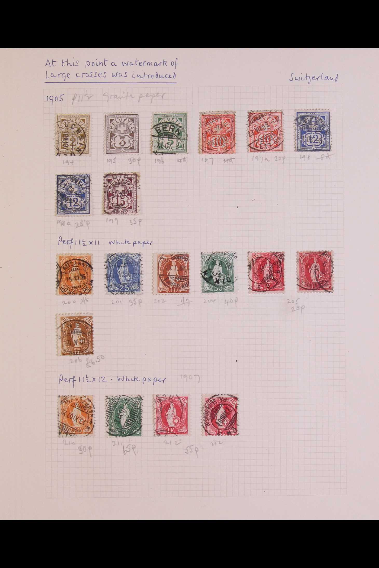 SWITZERLAND 1850 - 1959 COLLECTION of chiefly used stamps on leaves, incl 1850 5r & 10r, 1851 5r, - Image 7 of 17