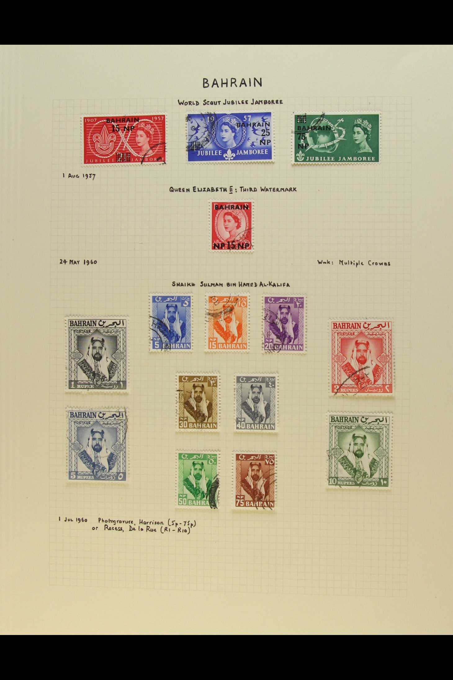 BAHRAIN 1950 - 1964 FINE USED COLLECTION on album pages includes a complete run of QEII issues (SG - Image 3 of 4