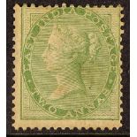 INDIA 1856-64 2a yellow-green prepared for use but not officially issued, SG 50, unused without gum,