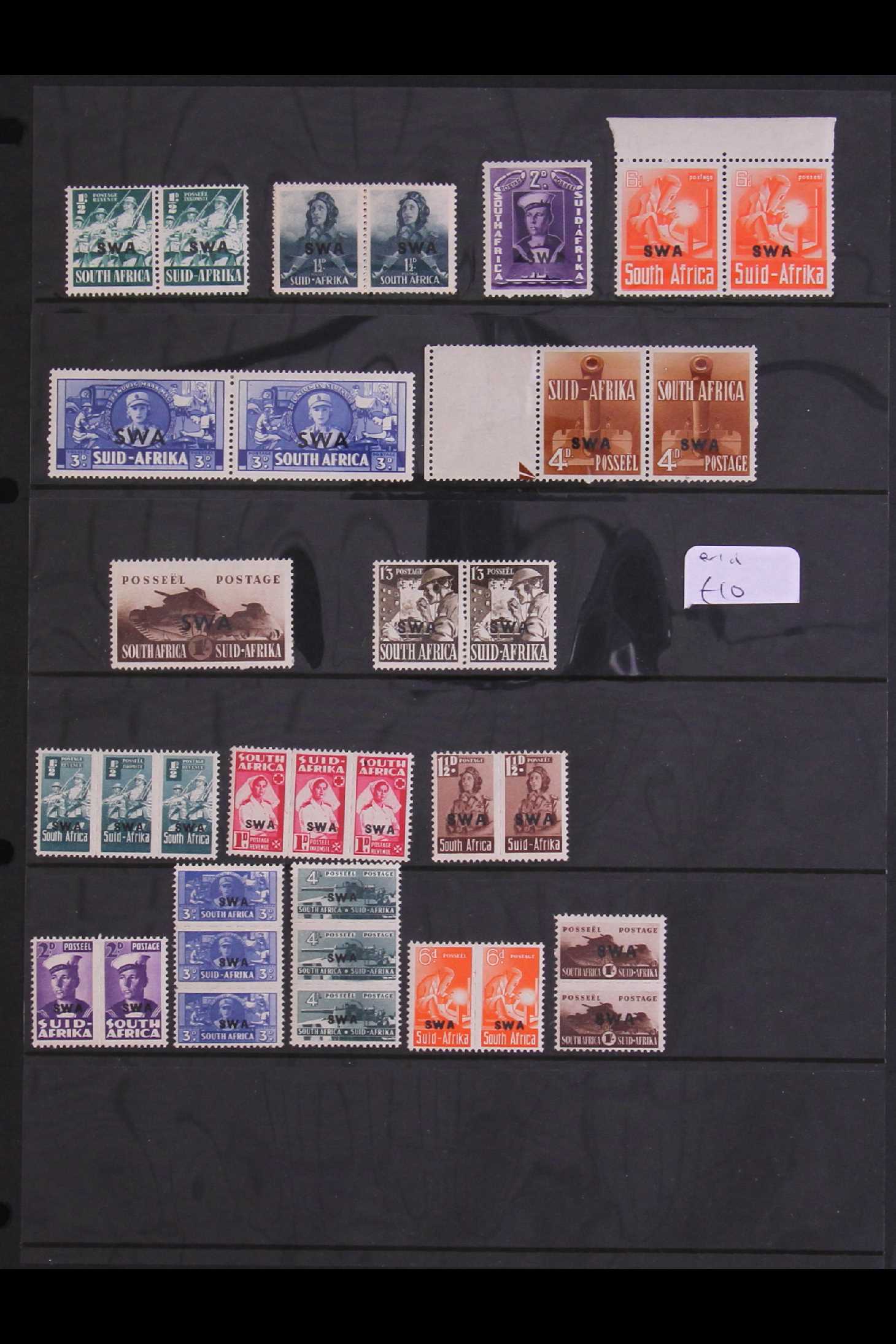 SOUTH WEST AFRICA 1923 - 1990's COLLECTION of mint & used on leaves, 1923 opts to 4d & 1s pairs - Image 4 of 10