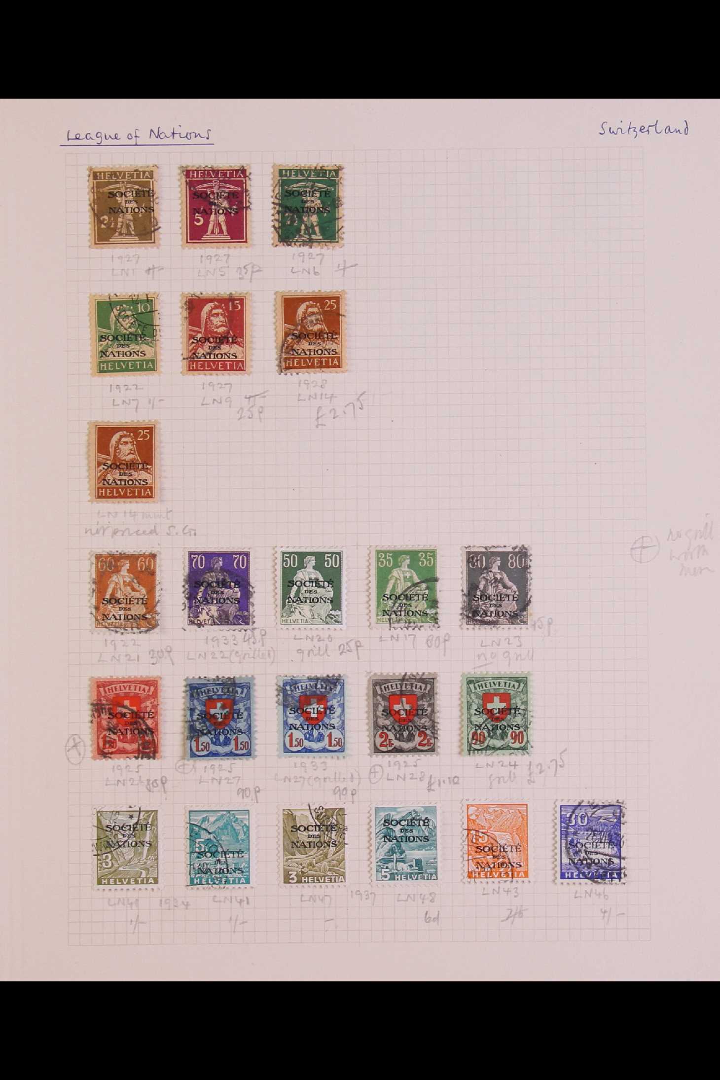 SWITZERLAND 1850 - 1959 COLLECTION of chiefly used stamps on leaves, incl 1850 5r & 10r, 1851 5r, - Image 15 of 17