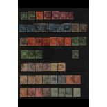 MAURITIUS 1858 - 1899 USED COLLECTION on black stock pages, includes 1858-62 4d (2), 6d & 9d (4),