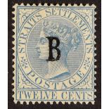 BR. P.O.s IN SIAM 1882-85 12c blue, wmk Crown CC, SG 3, very fine mint large part OG. A beautiful