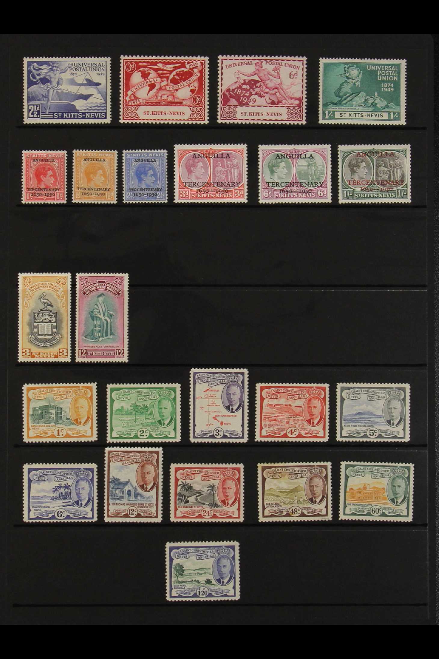 ST KITTS-NEVIS 1937 - 1952 KGVI MINT COLLECTION on Hagner pages with 1938-50 set plus many - Image 2 of 2