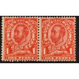 GB.GEORGE V 1911-13 1d aniline scarlet, wmk Crown die B (SG 333) SG Spec N11(5) horizontal pair,