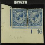 GB.GEORGE V 1912-24 2½d deep bright blue, SG Spec N21 (5), mint large part OG pair from the lower-