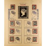 INDIA 1854-55 ½a blue Die I specialized group on 2 album pages, one page with 8 stamps with