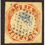 INDIA 1854-55 4a blue and red 2nd printing (from position 6), SG 19, used with 4 margins & light