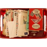 COLLECTIONS & ACCUMULATIONS STAMPS & COVERS in a plastic crate, 3 tins with loose on & off paper