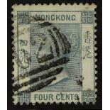 HONG KONG 1863-71 4c grey with WATERMARK INVERTED & REVERSED, SG 9ay, fine used. Cat £950.