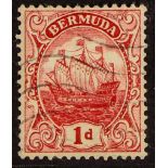 BERMUDA 1910-25 1d red with WATERMARK INVERTED, SG 46w, fine used with light wavy-line cancellation.