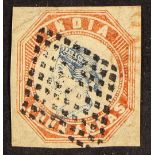 INDIA 1854-55 4a blue and red 2nd printing (from position 10), SG 19, used with 4 margins & neat