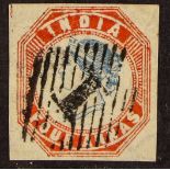 INDIA 1854-55 4a blue and red 4th printing, SG 23, used with 4 margins & full "1" diamond of bars