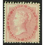 INDIA 1855 8a carmine on blue glazed paper, SG 36, very fine mint fresh large part OG with excellent