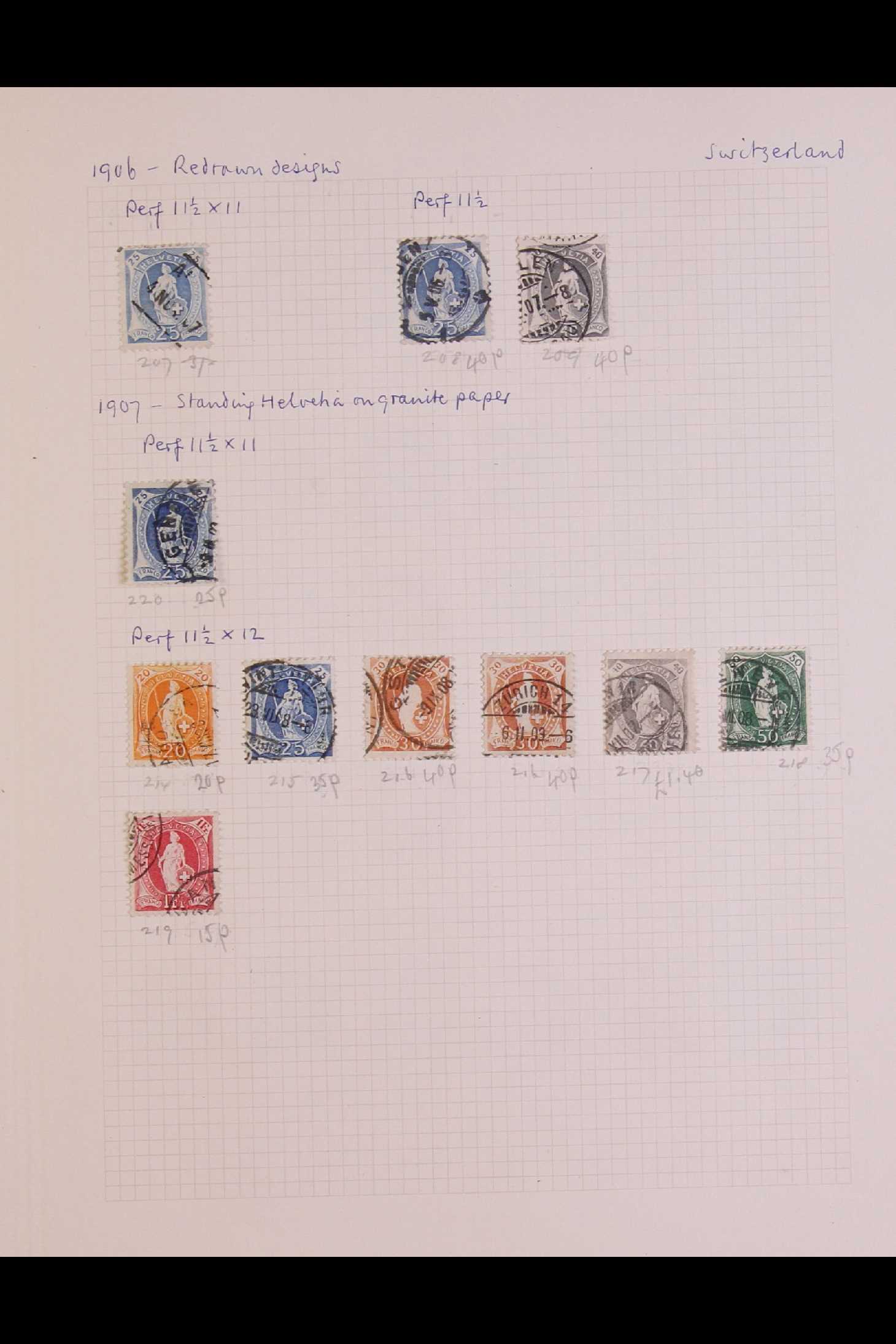 SWITZERLAND 1850 - 1959 COLLECTION of chiefly used stamps on leaves, incl 1850 5r & 10r, 1851 5r, - Image 8 of 17