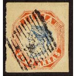 INDIA 1854-55 4a blue and rose-red 5th printing (from position 11) with reversed watermark, SG 25,