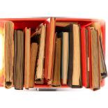 COLLECTIONS & ACCUMULATIONS ALBUMS, BINDERS, STOCK BOOKS of all sizes in a red crate includes "