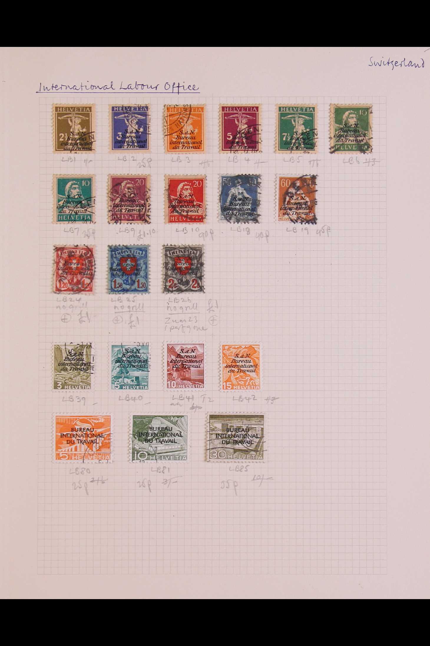 SWITZERLAND 1850 - 1959 COLLECTION of chiefly used stamps on leaves, incl 1850 5r & 10r, 1851 5r, - Image 16 of 17
