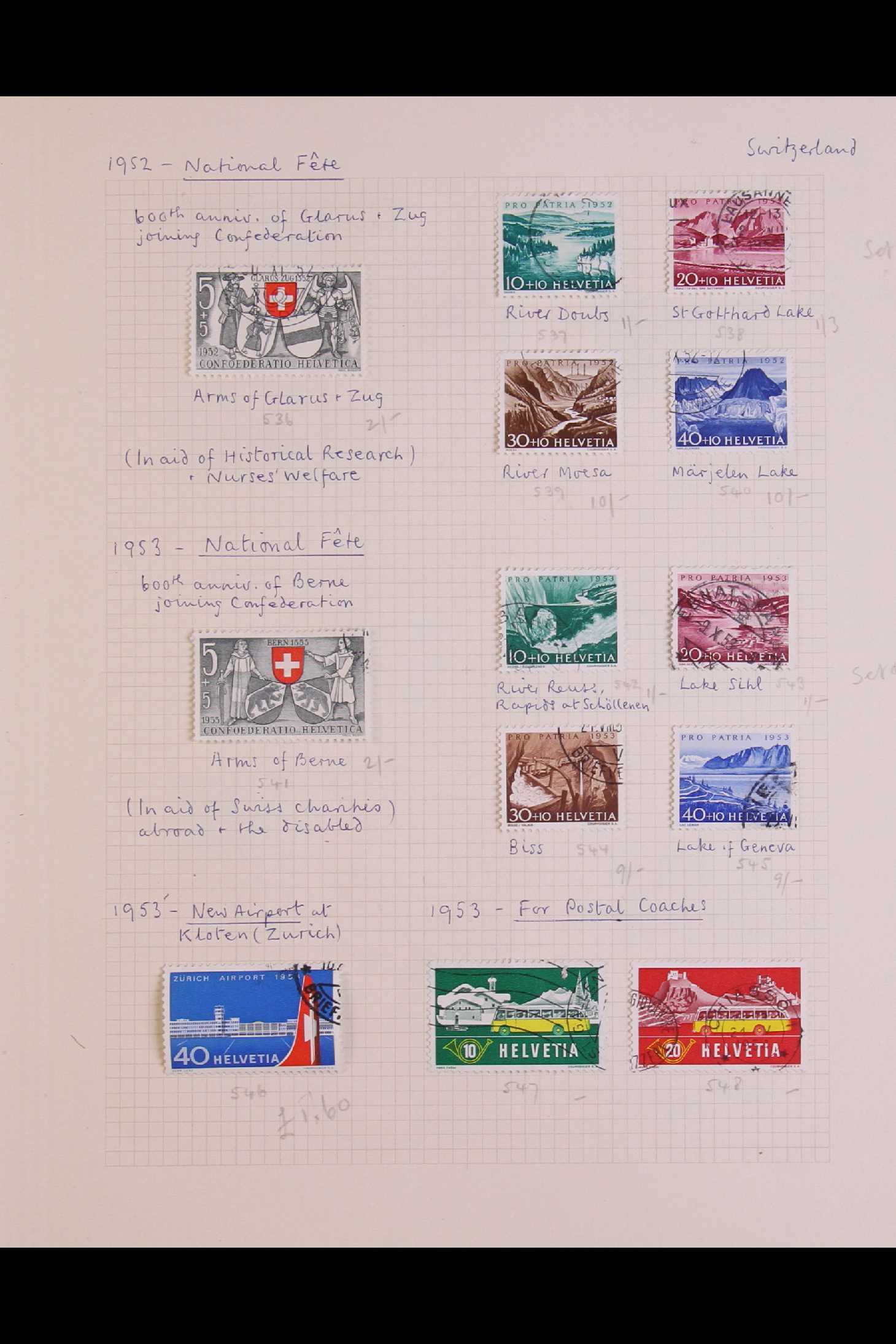 SWITZERLAND 1850 - 1959 COLLECTION of chiefly used stamps on leaves, incl 1850 5r & 10r, 1851 5r, - Image 11 of 17