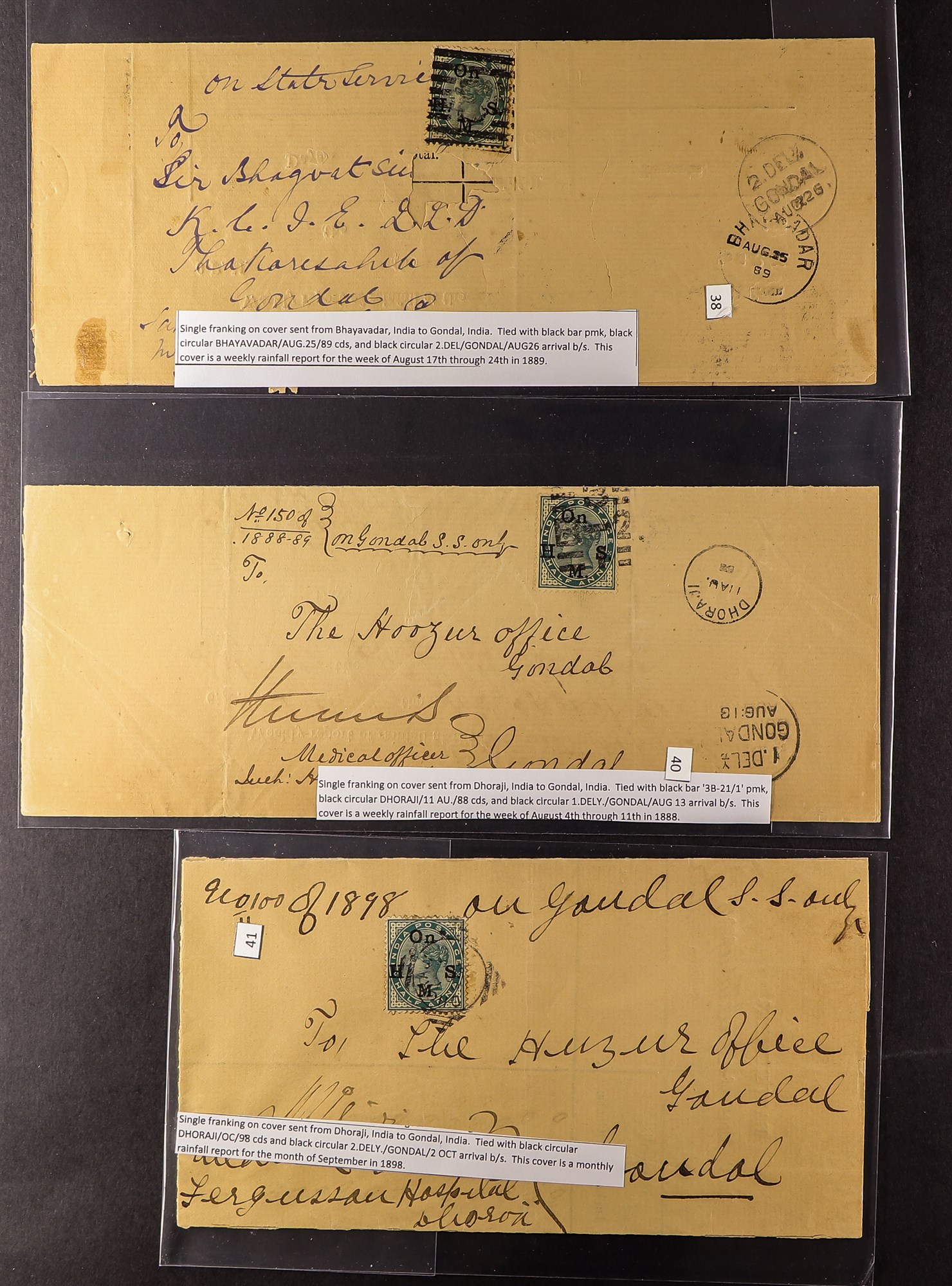 INDIA 1864 - 1899 COVERS GROUP. 11 covers in sleeves all bearing British India stamp frankings, each - Image 2 of 3