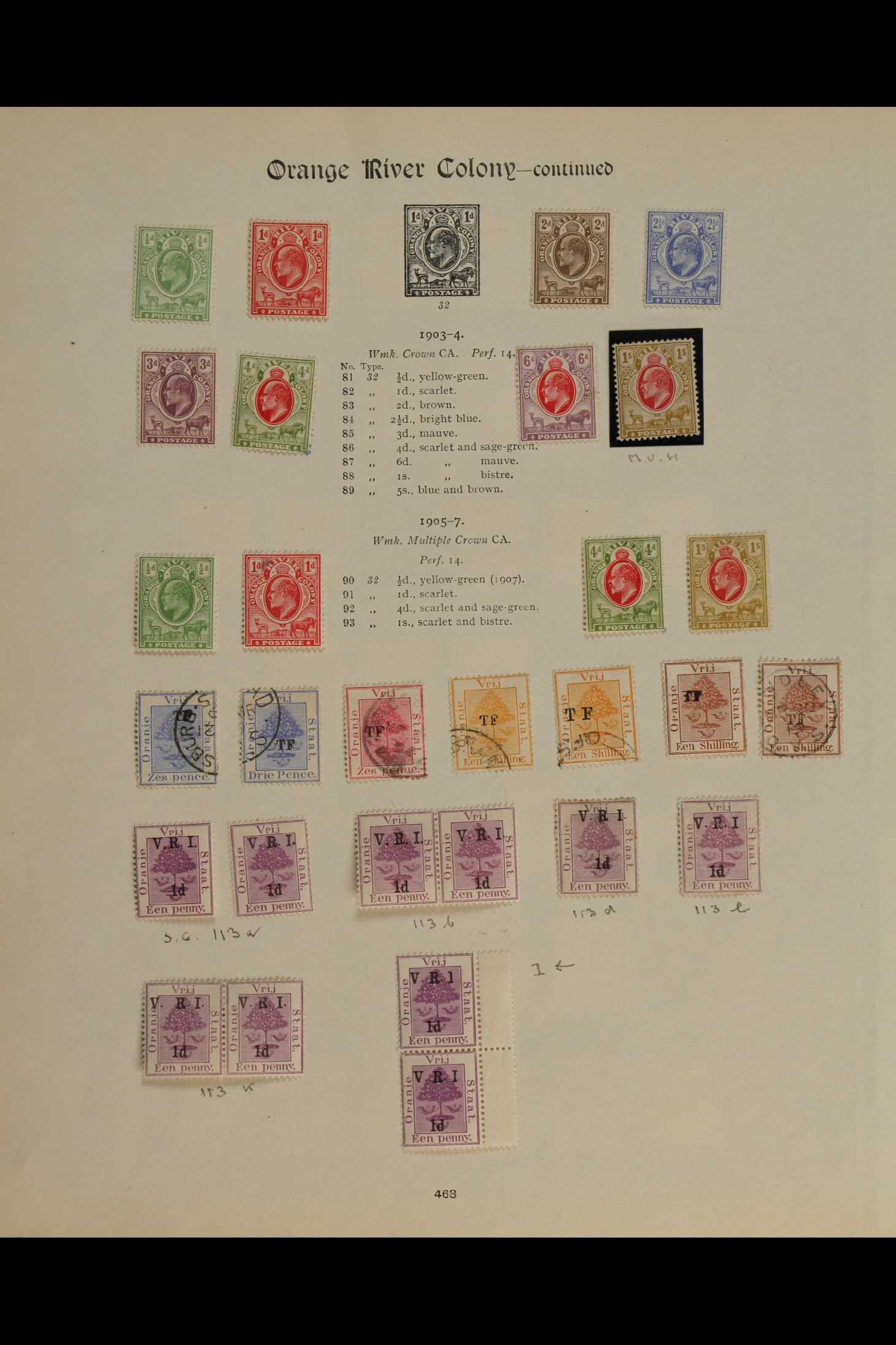 SOUTH AFRICA -COLS & REPS ORANGE FREE STATE 1868-1909 MINT & USED COLLECTION (mostly used) on a pair - Image 3 of 3