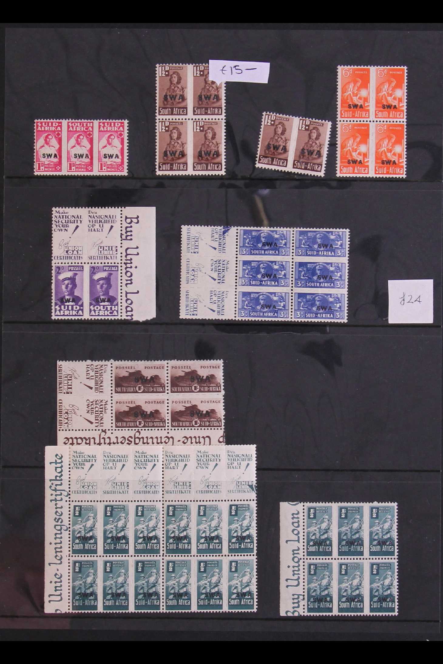 SOUTH WEST AFRICA 1923 - 1990's COLLECTION of mint & used on leaves, 1923 opts to 4d & 1s pairs - Image 3 of 10