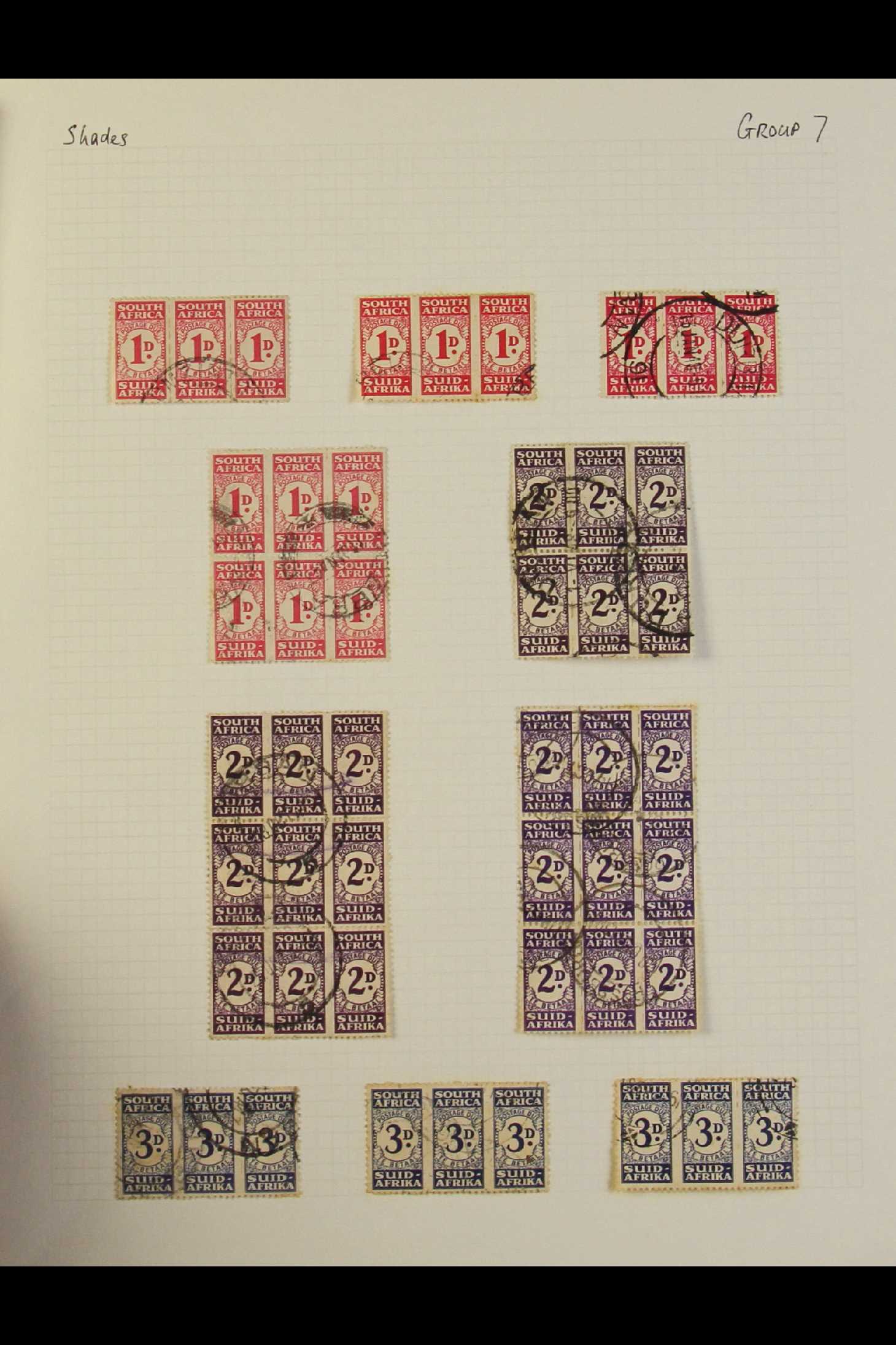 SOUTH AFRICA POSTAGE DUES 1943-44 Bantam issue, USED collection of correct units, with 1d shades