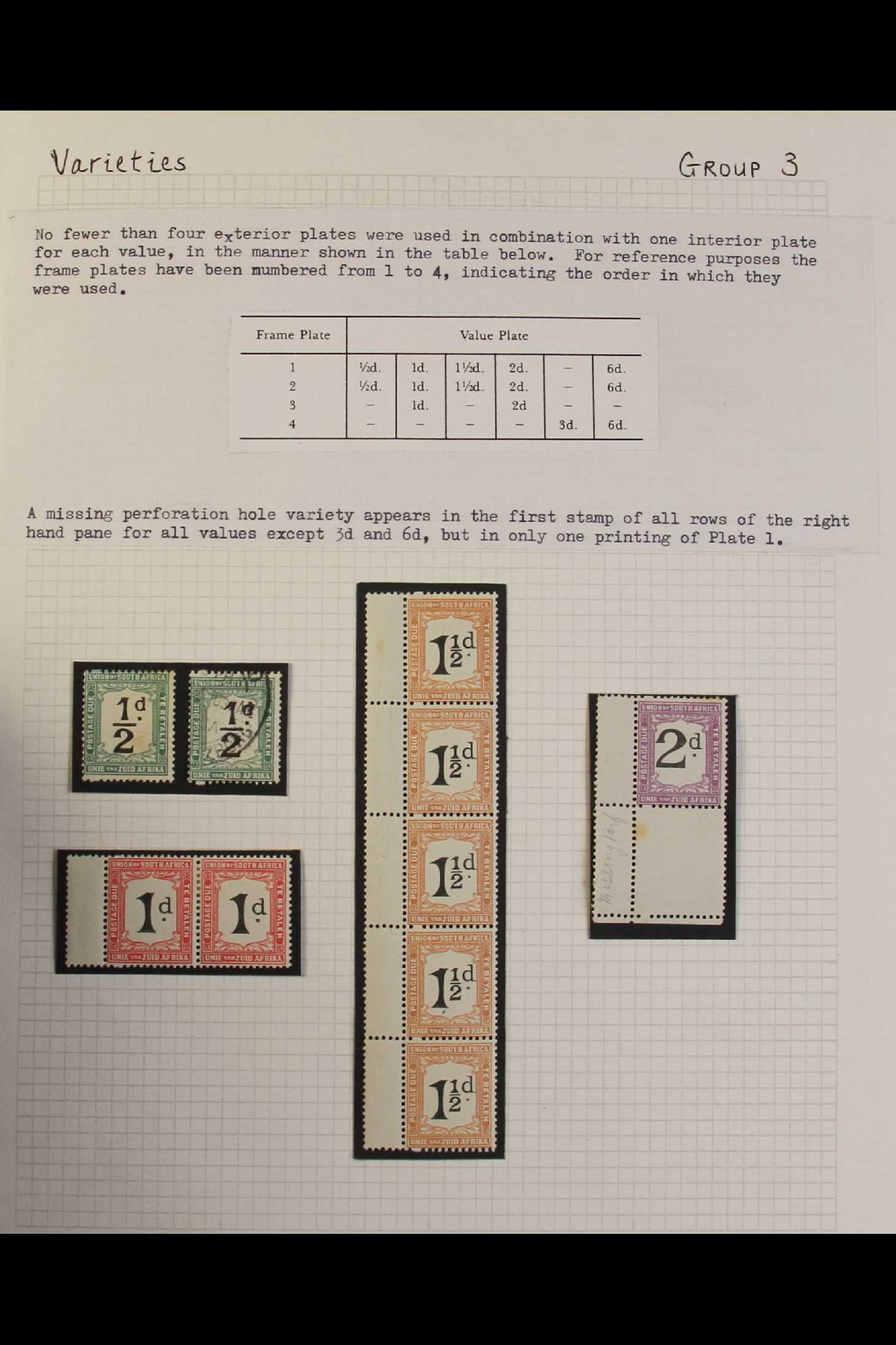 SOUTH AFRICA POSTAGE DUES 1922-26 SPECIALISED COLLECTION written up on pages, incl. mint sets on