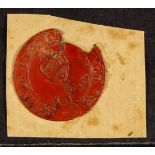 INDIA 1852 ½a scarlet embossed 'Scinde Dawk', SG S3, used with multiple cracks and portion of