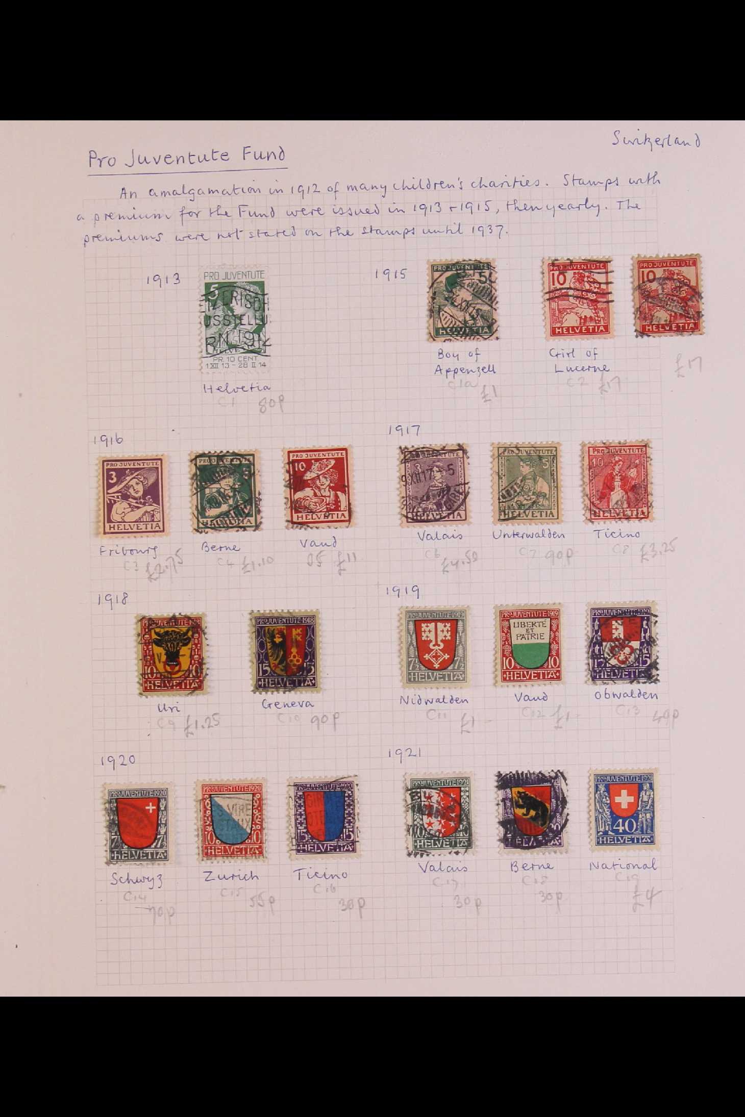 SWITZERLAND 1850 - 1959 COLLECTION of chiefly used stamps on leaves, incl 1850 5r & 10r, 1851 5r, - Image 12 of 17
