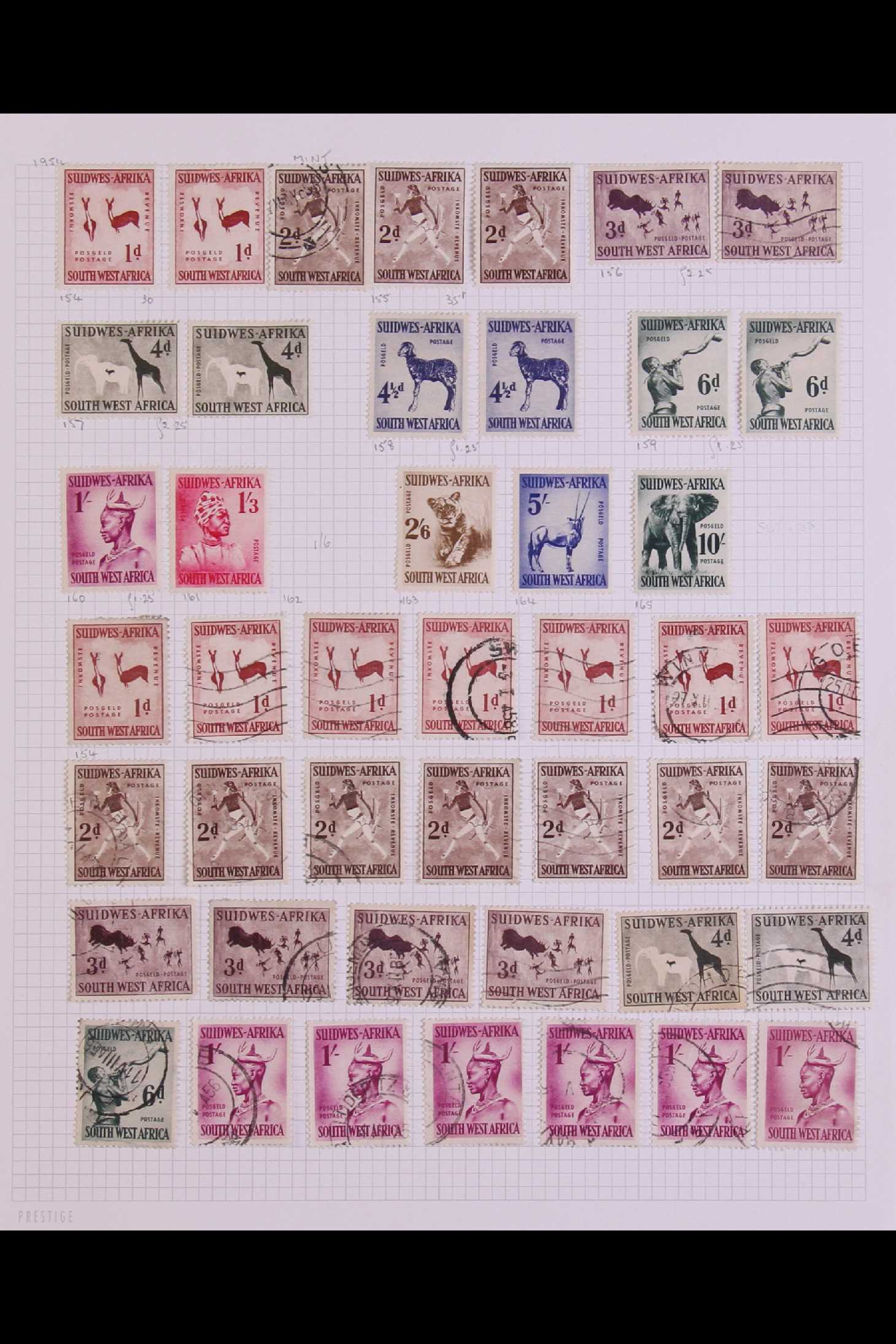 SOUTH WEST AFRICA 1923 - 1990's COLLECTION of mint & used on leaves, 1923 opts to 4d & 1s pairs - Image 6 of 10