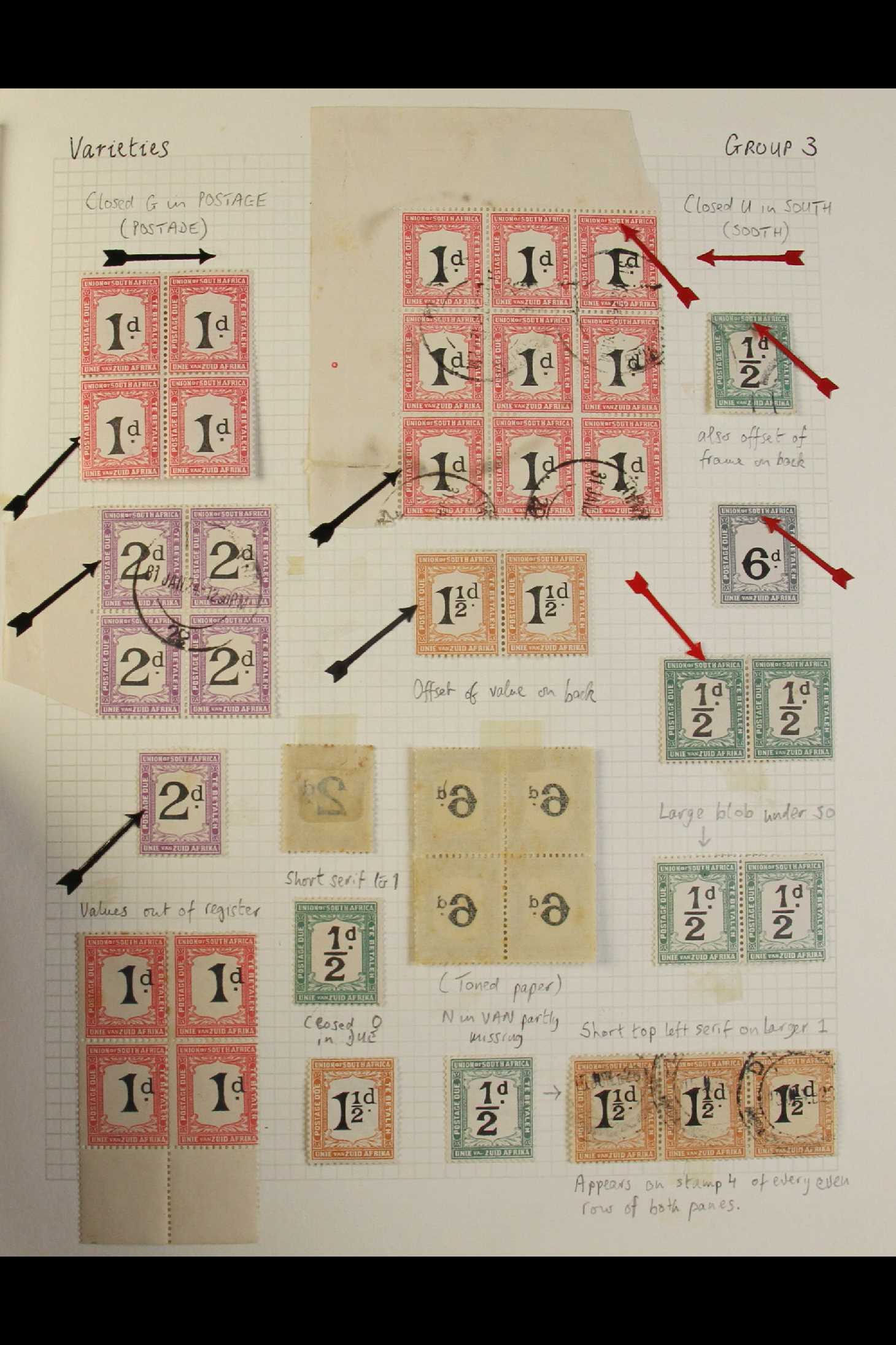 SOUTH AFRICA POSTAGE DUES 1922-26 SPECIALISED COLLECTION written up on pages, incl. mint sets on - Image 3 of 4