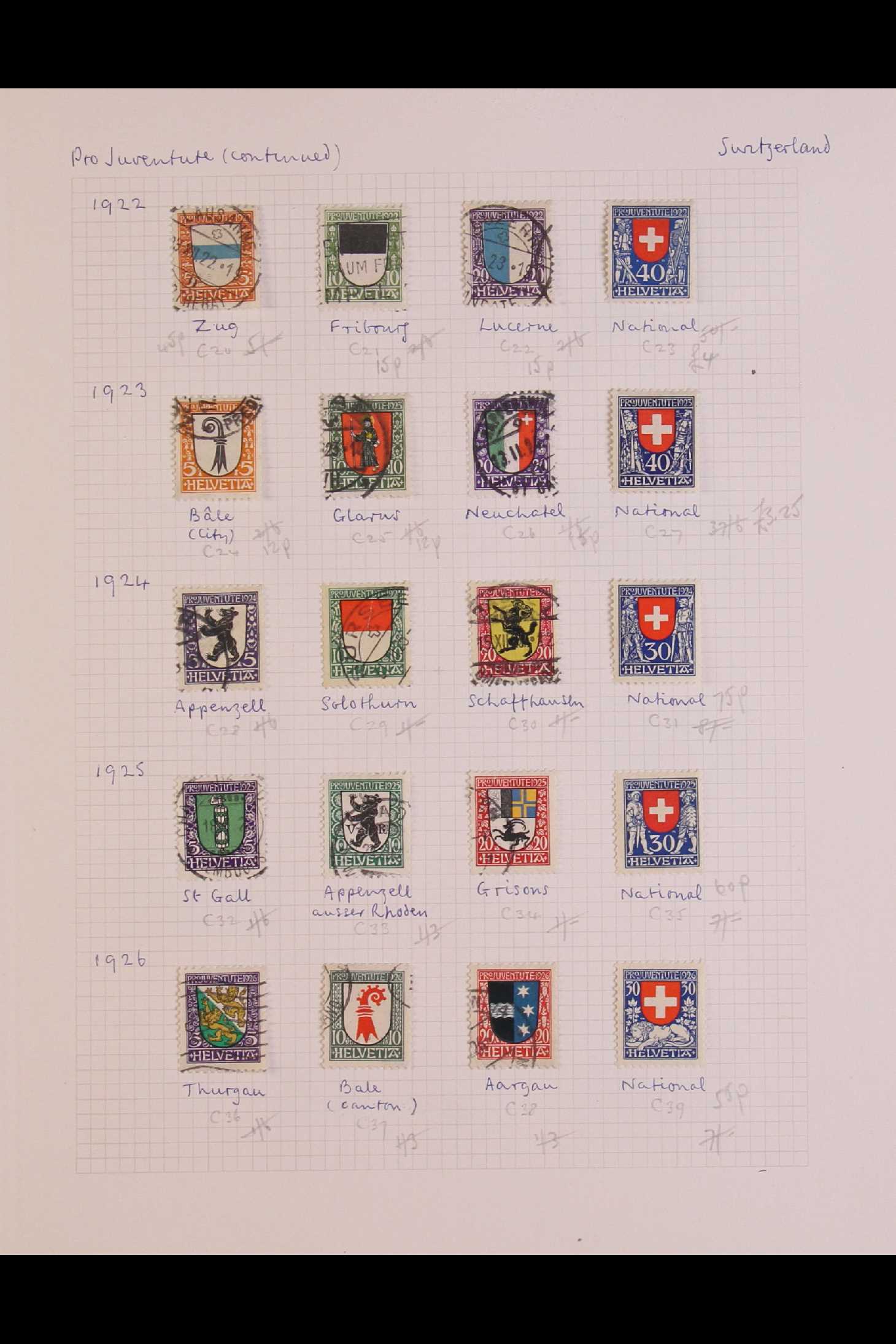 SWITZERLAND 1850 - 1959 COLLECTION of chiefly used stamps on leaves, incl 1850 5r & 10r, 1851 5r, - Image 13 of 17