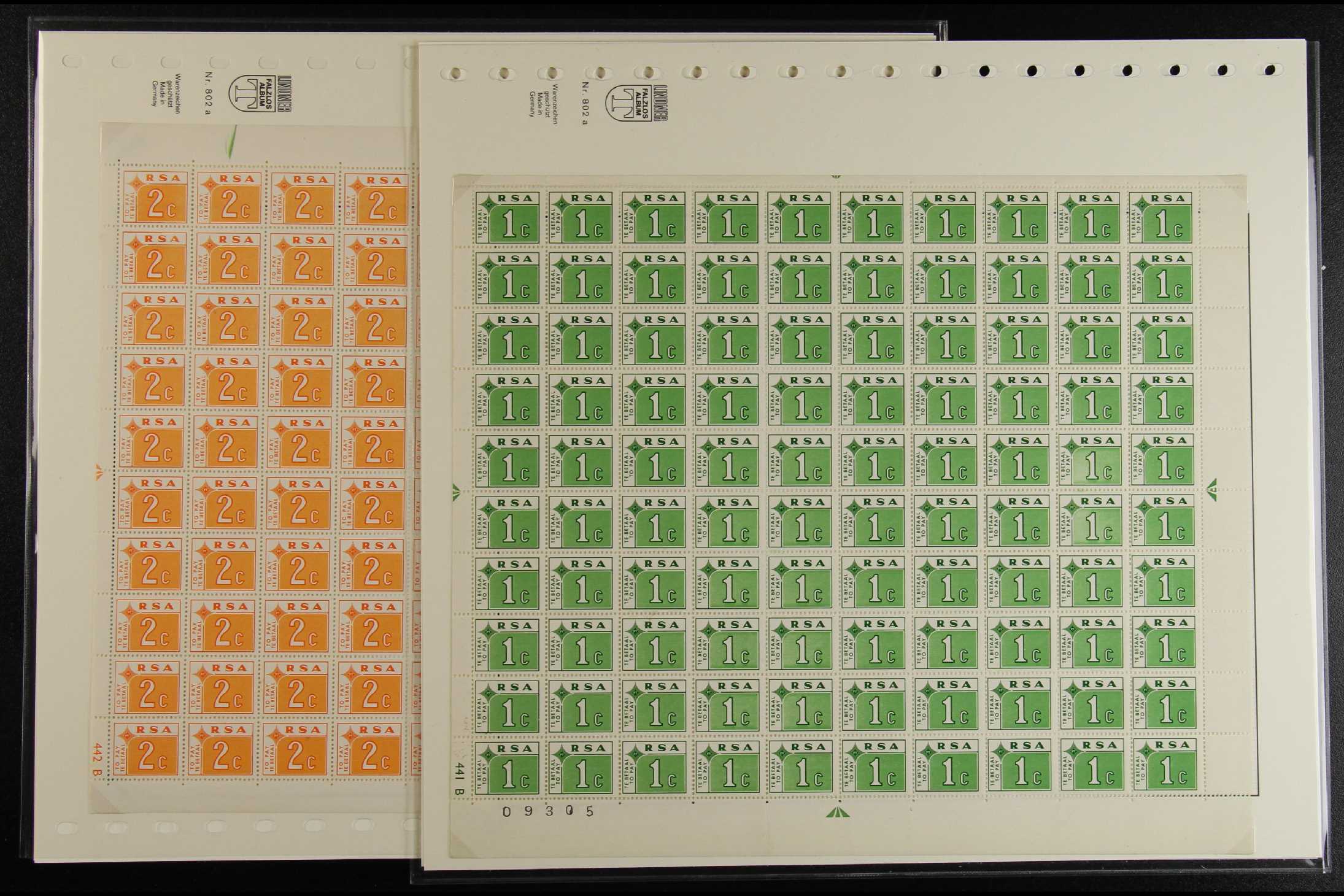 SOUTH AFRICA POSTAGE DUES 1972 complete set, SG D75/80, complete sheet 100 never hinged mint, - Image 7 of 7