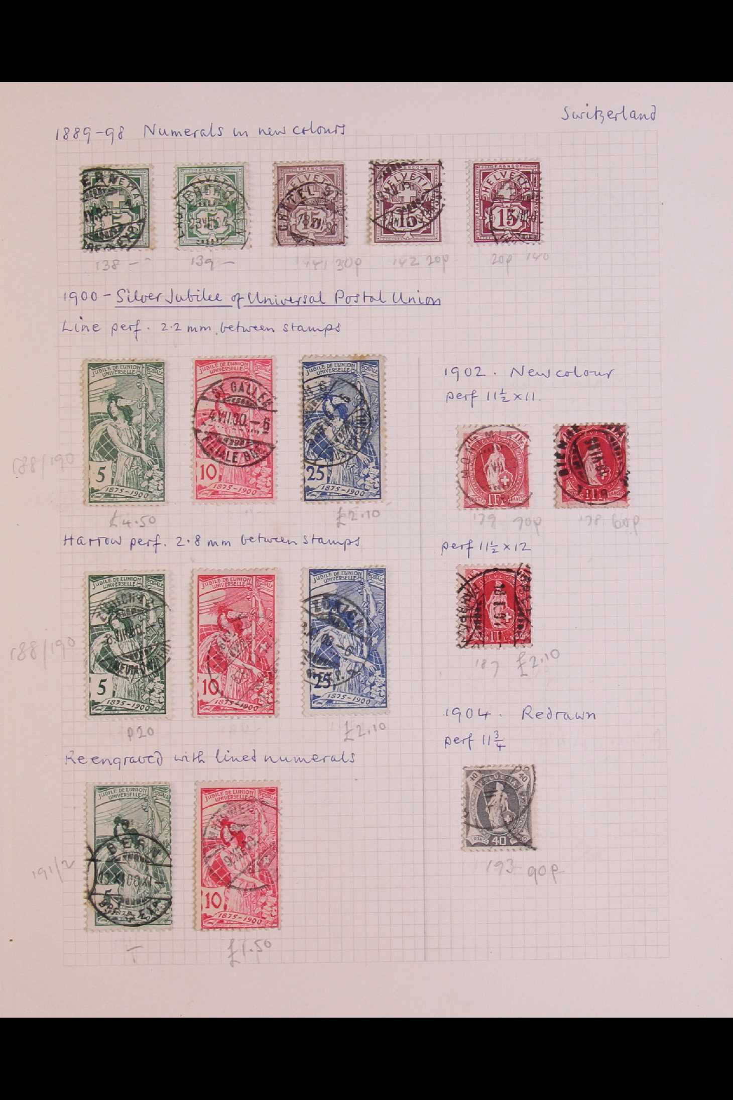 SWITZERLAND 1850 - 1959 COLLECTION of chiefly used stamps on leaves, incl 1850 5r & 10r, 1851 5r, - Image 6 of 17