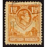 NORTHERN RHODESIA 1941 1½d yellow-brown with 'Tick Bird' flaw REMOVED (SG 30b variety), used. Only