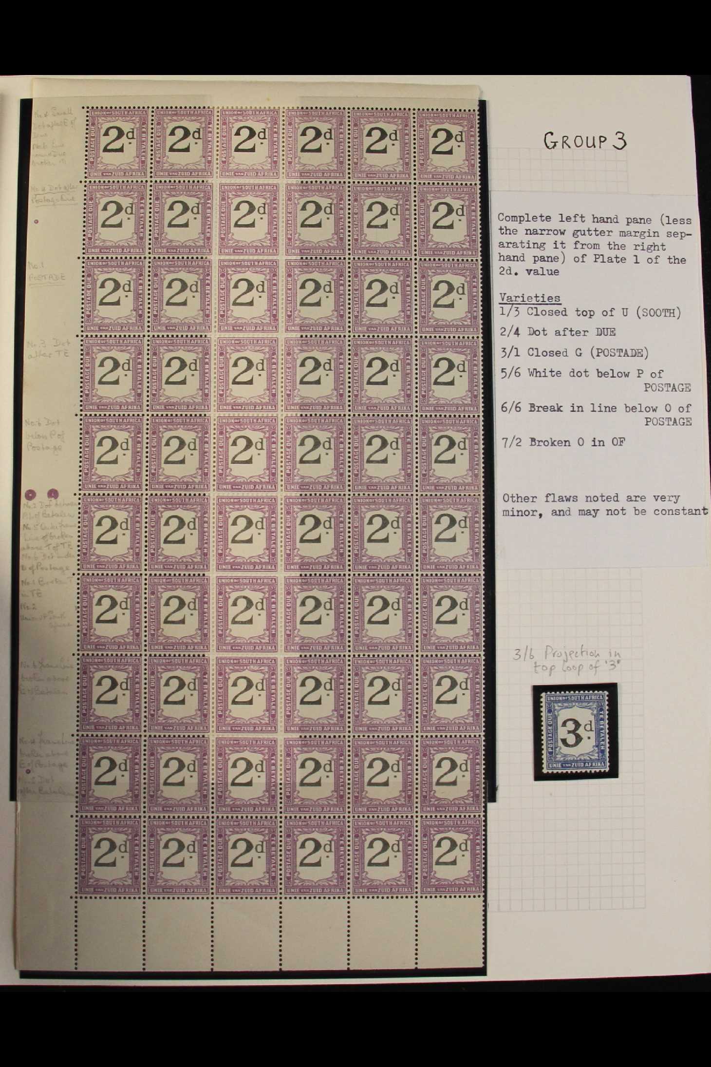 SOUTH AFRICA POSTAGE DUES 1922-26 SPECIALISED COLLECTION written up on pages, incl. mint sets on - Image 2 of 4