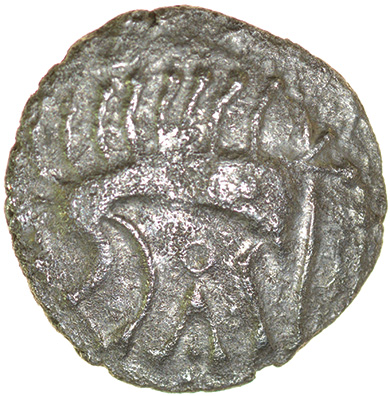 Cani Duro. Talbot dies A/1.c.AD 10-20. Celtic silver unit. 13mm. 0.89g.