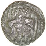 Cani Duro. Talbot dies A/1.c.AD 10-20. Celtic silver unit. 13mm. 0.89g.