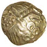 Selsey Two Faced. Plain Type. British Qd. c.55-45 BC. Celtic gold stater. 20mm. 5.70g.