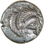 Ogmios and V-Boar. c.57-56 BC. Celtic silver stater. 20mm. 5.97g.