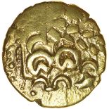 North East Coast. Left Type. Sills Mint B. c.60-50 BC. Celtic gold stater. 20mm. 6.07g.