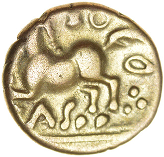 Tasciovanos Verlamion. Sills class 4a. c.25BC-AD10. Celtic gold quarter stater. 11mm. 1.30g. - Image 2 of 2