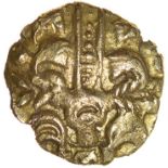 Harlow Flyer. Sills British Ld2 Local issues. c.55-45 BC. Celtic gold quarter stater. 12mm. 1.11g.